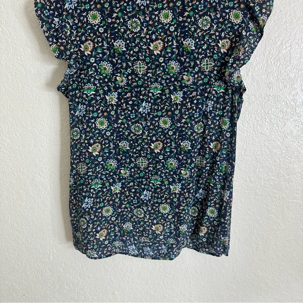 Tory Burch Printed Ruffle Shell Top size 4